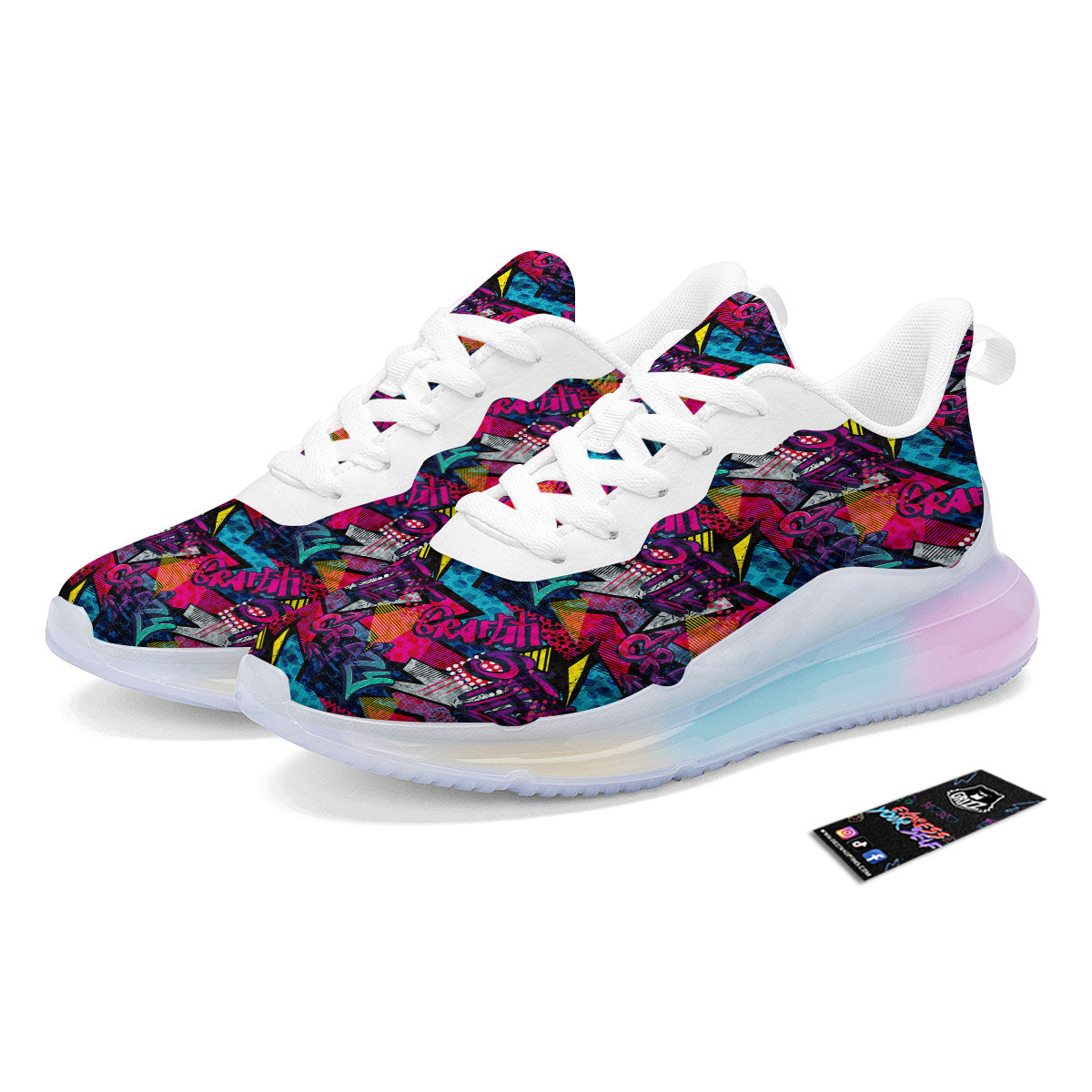 Graffiti Grunge Print Pattern Running Sneakers-grizzshop