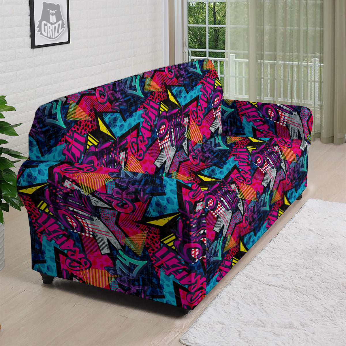 Graffiti Grunge Print Pattern Sofa Cover-grizzshop