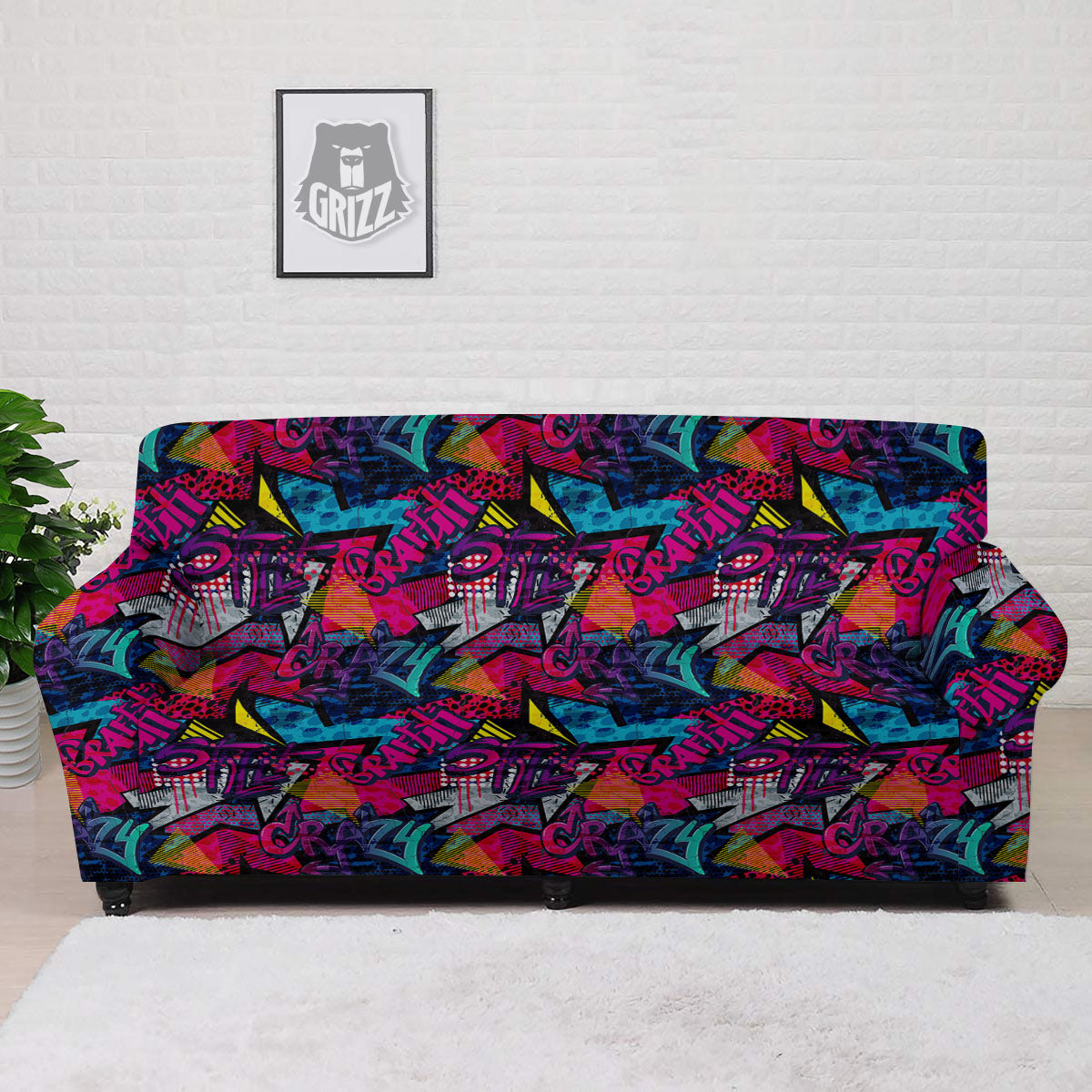 Graffiti Grunge Print Pattern Sofa Cover-grizzshop