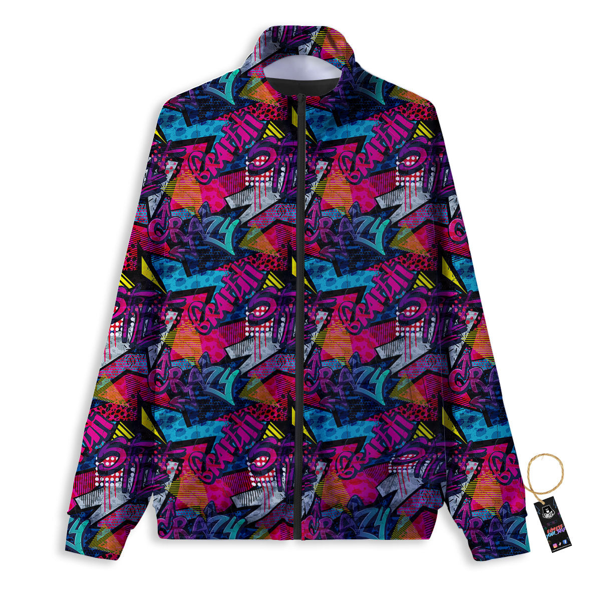 Graffiti Grunge Print Pattern Track Jacket-grizzshop