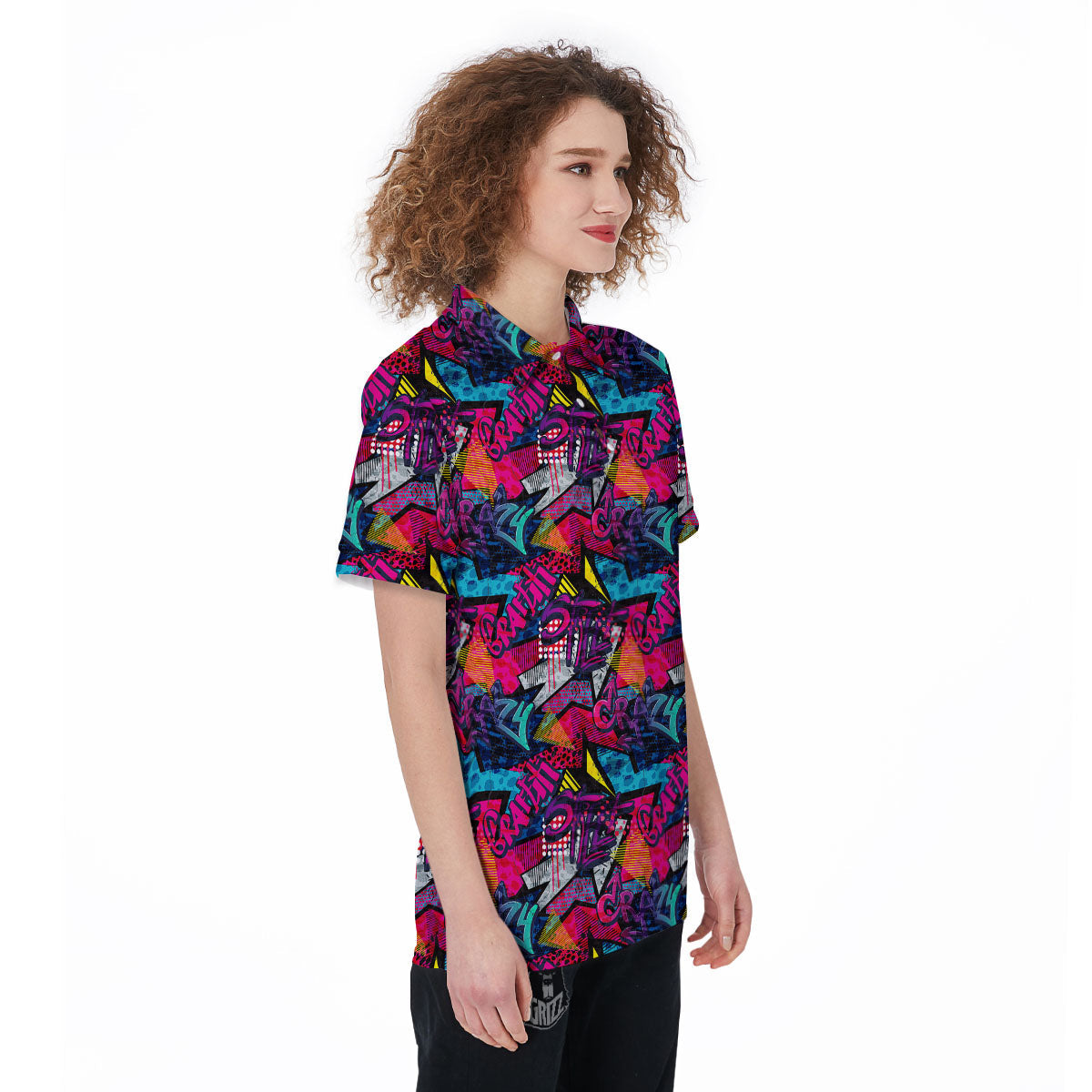 Graffiti Grunge Print Pattern Women's Golf Shirts-grizzshop