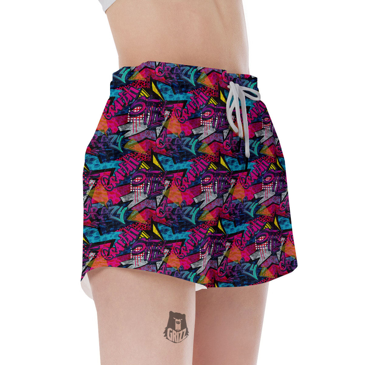 Graffiti Grunge Print Pattern Women's Shorts-grizzshop