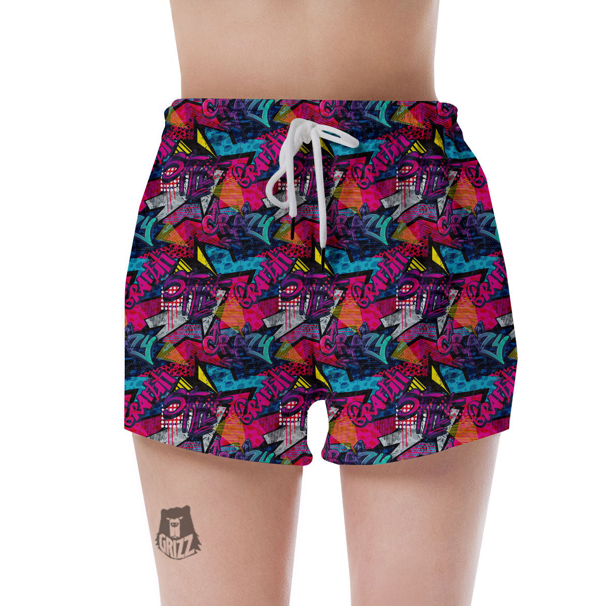 Graffiti Grunge Print Pattern Women's Shorts-grizzshop