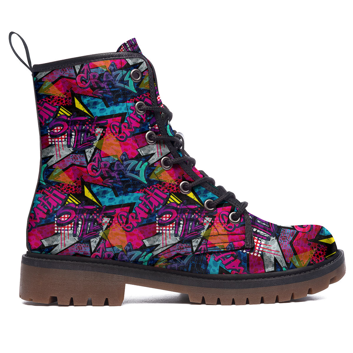 Graffiti Grunge Print Pattern Work Boots-grizzshop