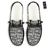 Graffiti Grunge White Text Abstract Print Black Loafers-grizzshop