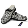 Graffiti Grunge White Text Abstract Print Black Loafers-grizzshop