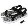 Graffiti Grunge White Text Abstract Print Black Open Toe Sandals-grizzshop