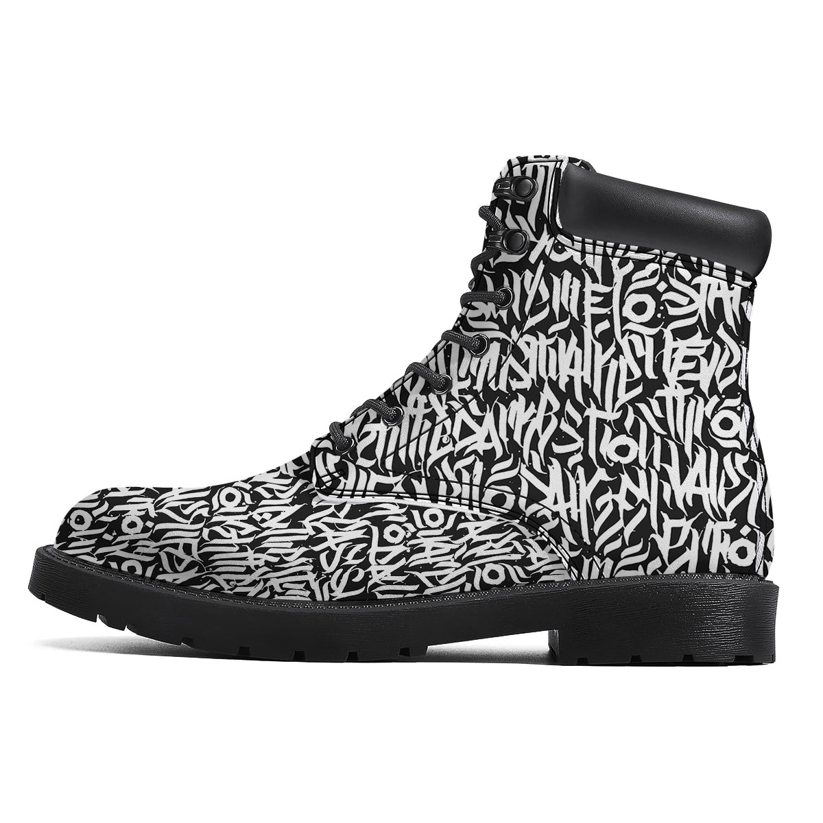 Graffiti Grunge White Text Abstract Print Boots-grizzshop