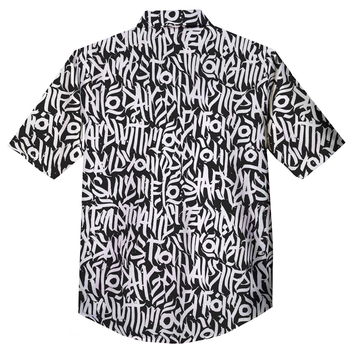 Graffiti Grunge White Text Abstract Print Button Up Shirt-grizzshop