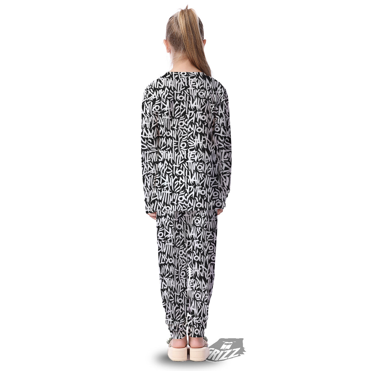 Graffiti Grunge White Text Abstract Print Kid's Pajamas-grizzshop