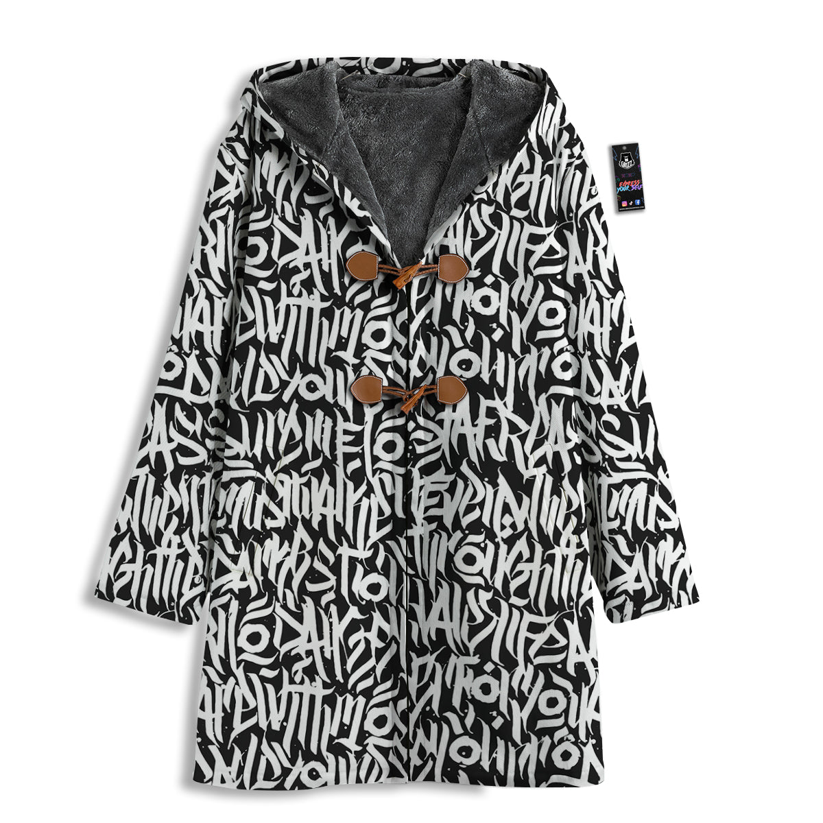 Graffiti Grunge White Text Abstract Print Men's Windbreaker Jacket-grizzshop