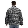 Graffiti Grunge White Text Abstract Print Puffer Jacket-grizzshop