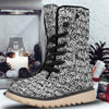 Graffiti Grunge White Text Abstract Print Snow Boots-grizzshop