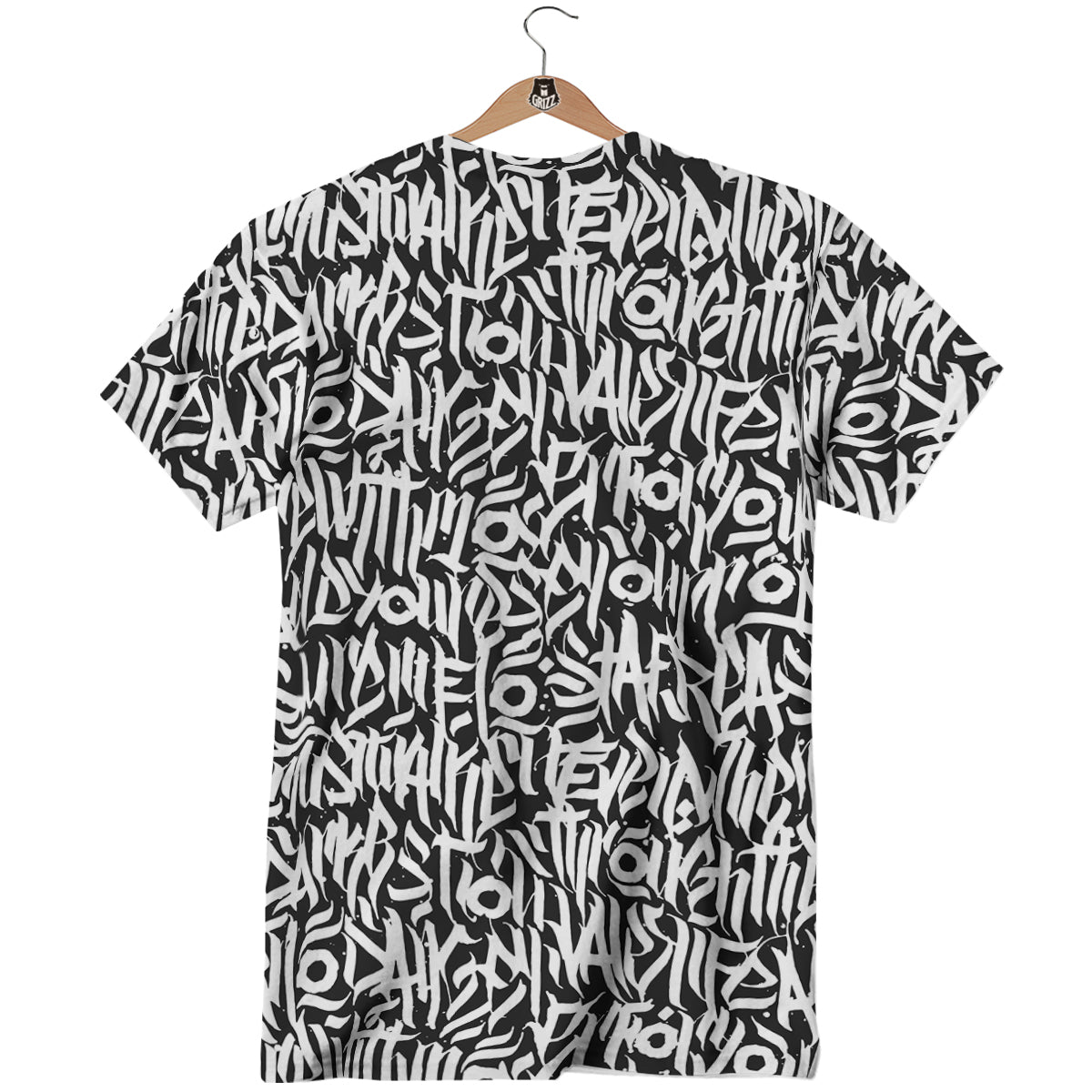 Graffiti Grunge White Text Abstract Print T-Shirt-grizzshop