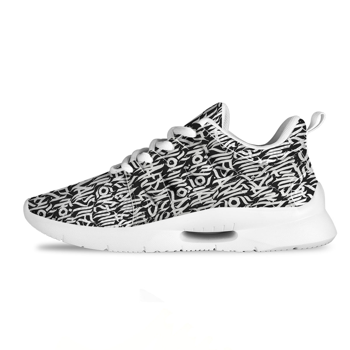 Graffiti Grunge White Text Abstract Print Tennis Shoes-grizzshop