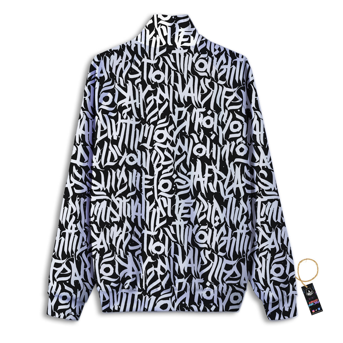 Graffiti Grunge White Text Abstract Print Track Jacket-grizzshop