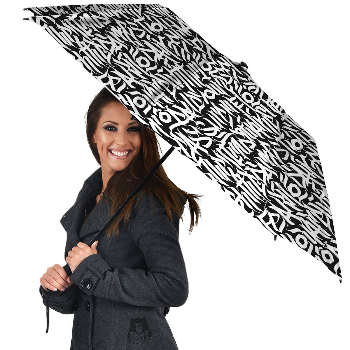 Graffiti Grunge White Text Abstract Print Umbrella-grizzshop