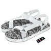 Graffiti Grunge White Text Abstract Print White Open Toe Sandals-grizzshop