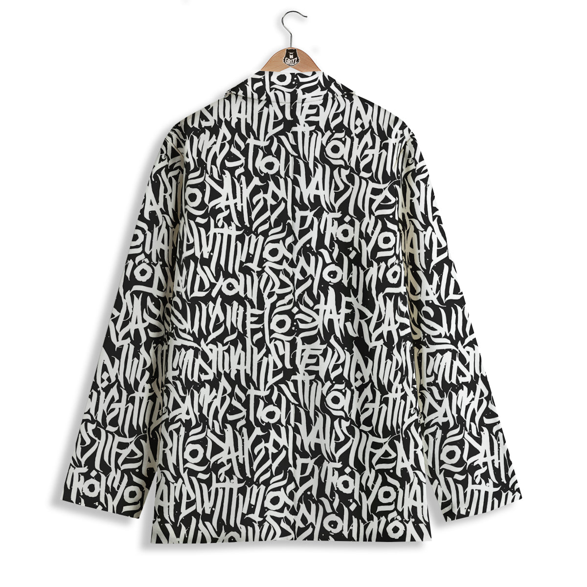 Graffiti Grunge White Text Abstract Print Women's Blazer-grizzshop