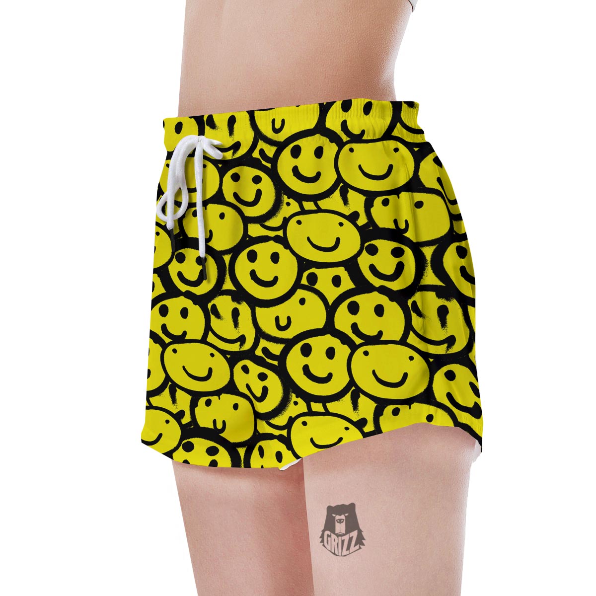Graffiti Happy Emoji Print Women's Shorts-grizzshop