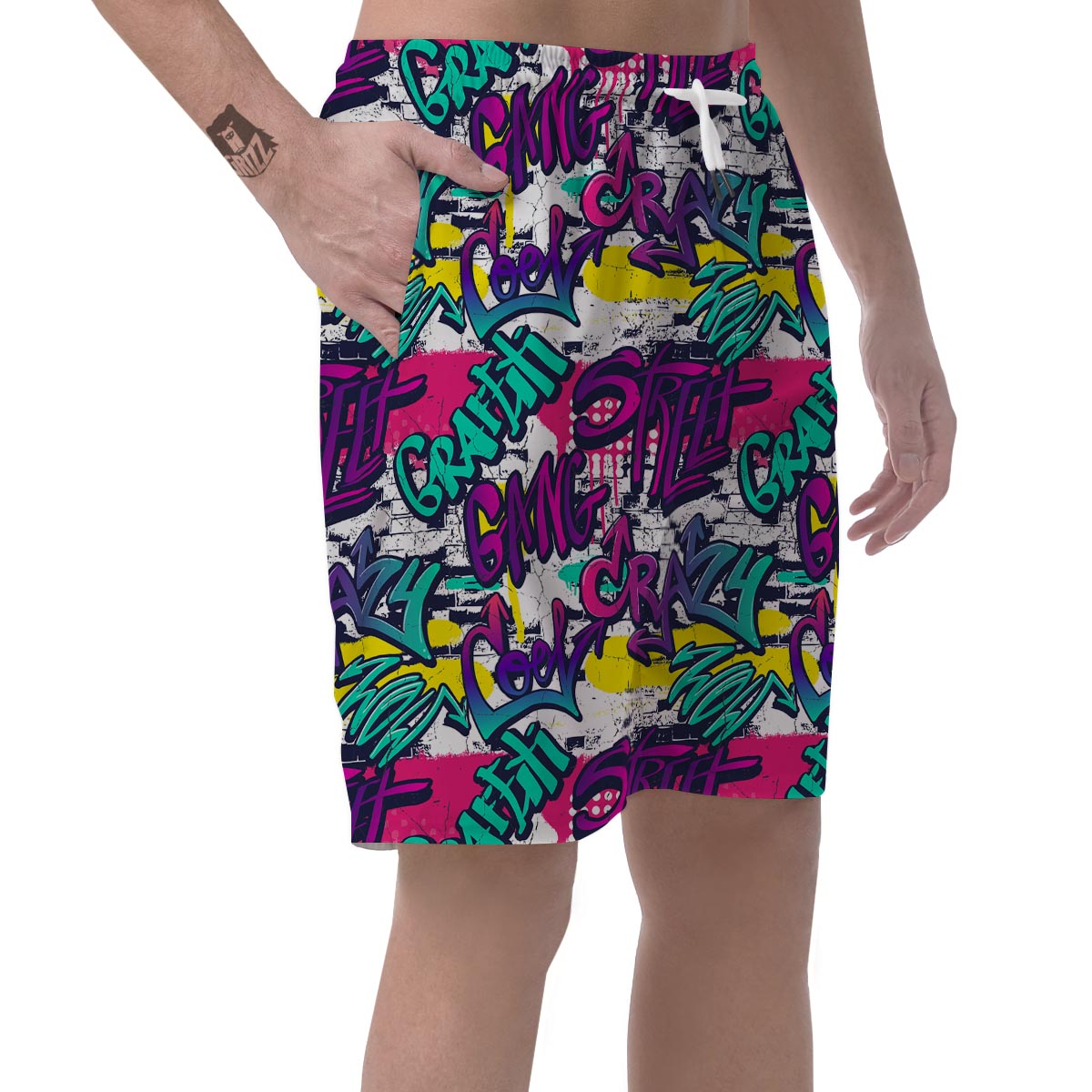 Graffiti Hiphop Print Men's Shorts-grizzshop