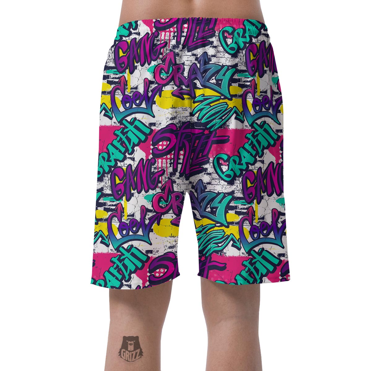 Graffiti Hiphop Print Men's Shorts-grizzshop