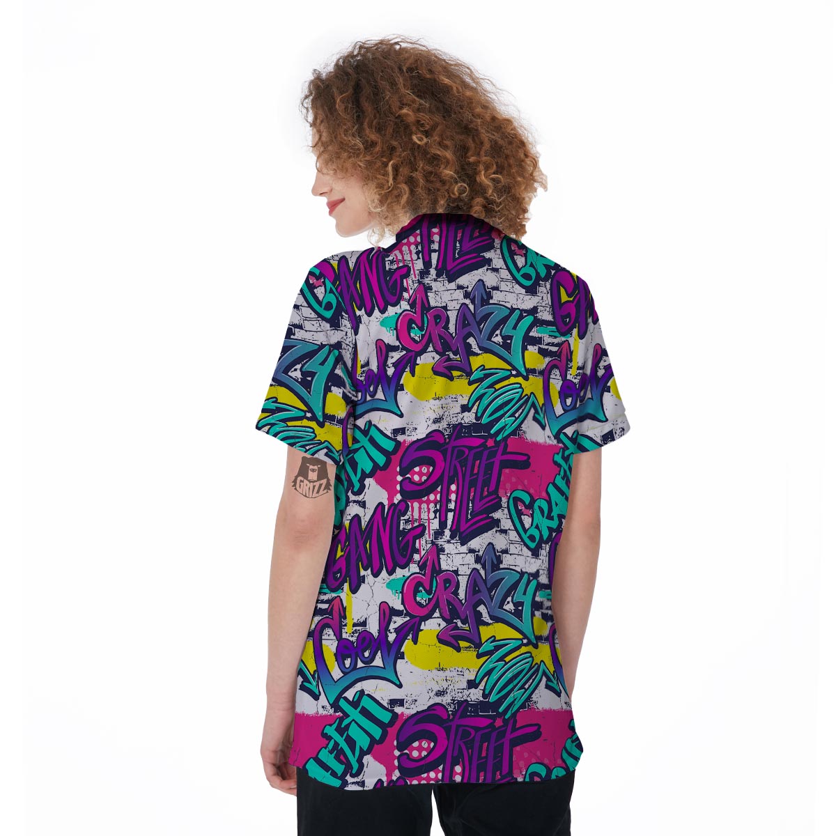 Graffiti Hiphop Print Women's Golf Shirts-grizzshop