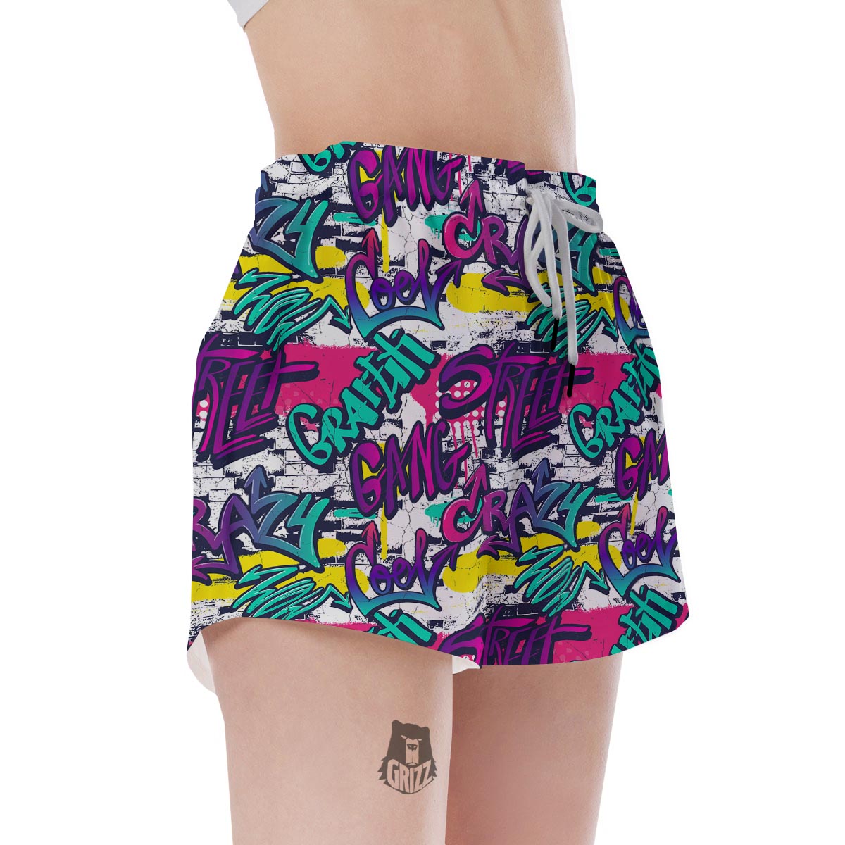 Graffiti Hiphop Print Women's Shorts-grizzshop