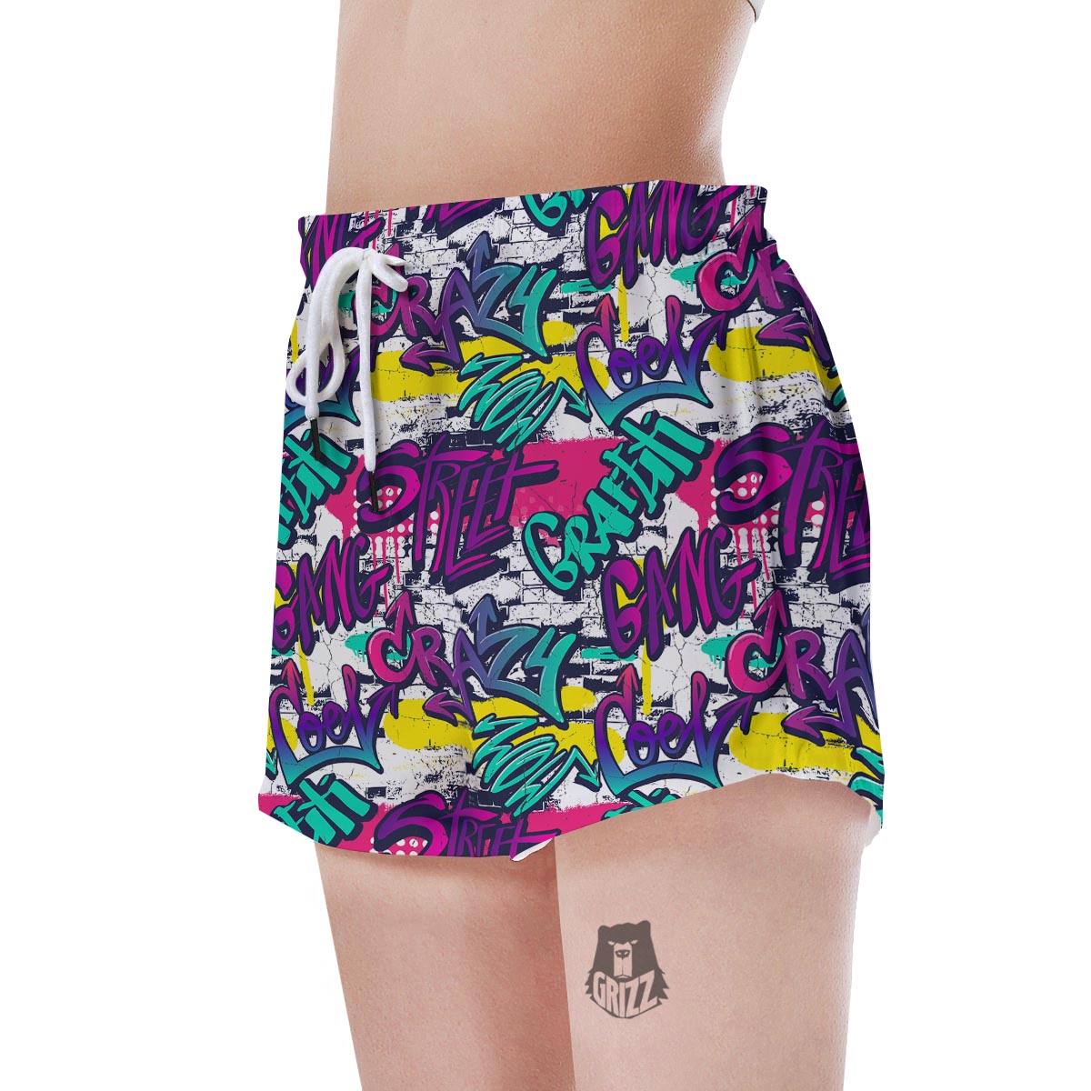 Graffiti Hiphop Print Women's Shorts-grizzshop