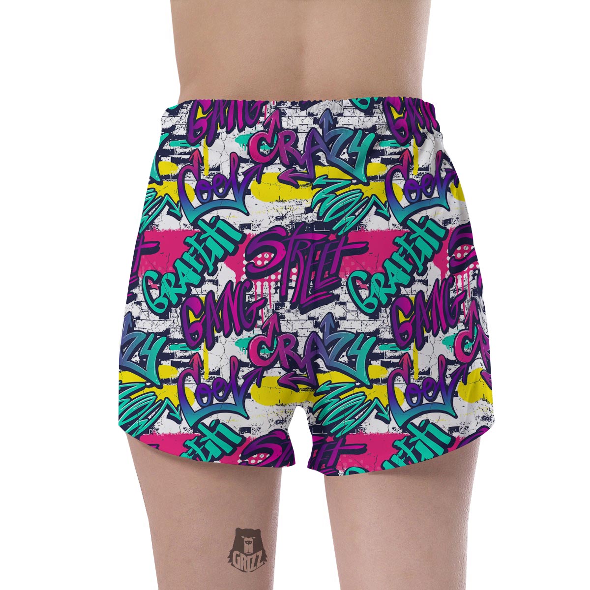 Graffiti Hiphop Print Women's Shorts-grizzshop