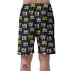 Graffiti Hiphop White And Yellow Crown Print Men's Shorts-grizzshop