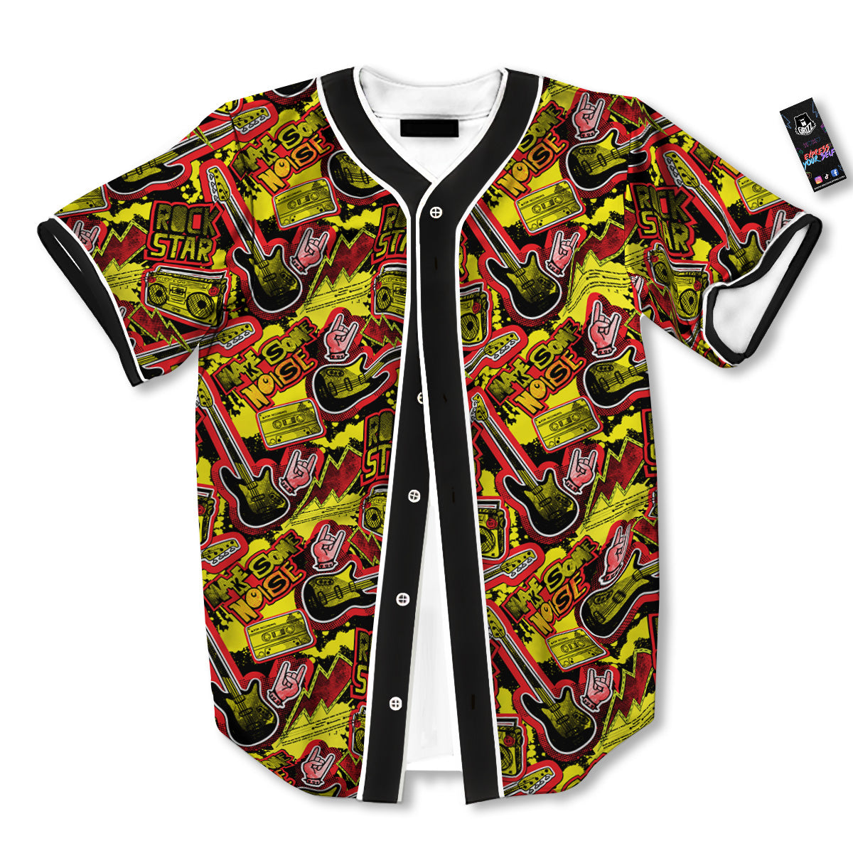 Graffiti Music Rock Star Print Pattern Baseball Jersey-grizzshop