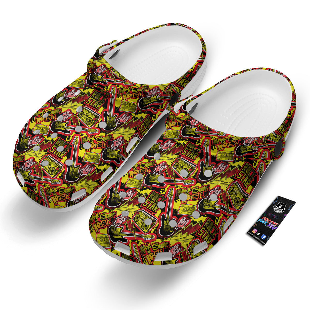 Graffiti Music Rock Star Print Pattern Clog-grizzshop