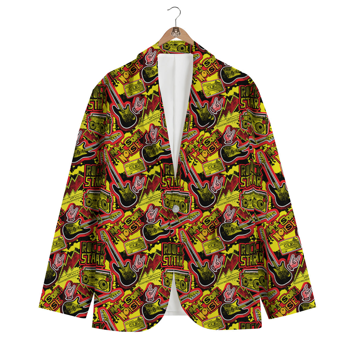 Graffiti Music Rock Star Print Pattern Men's Blazer-grizzshop