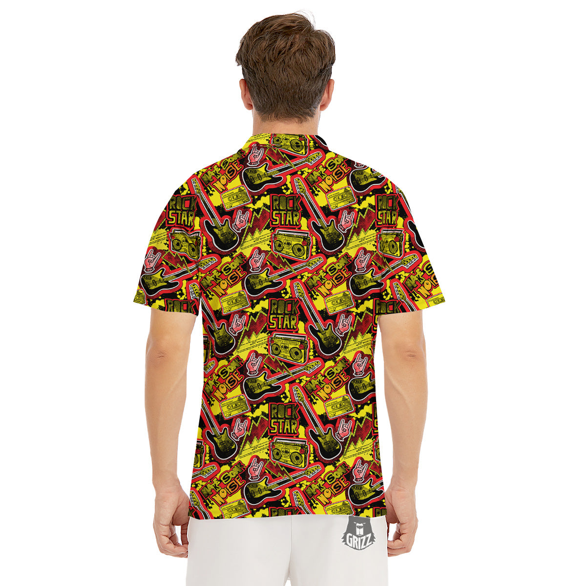 Graffiti Music Rock Star Print Pattern Men's Golf Shirts-grizzshop