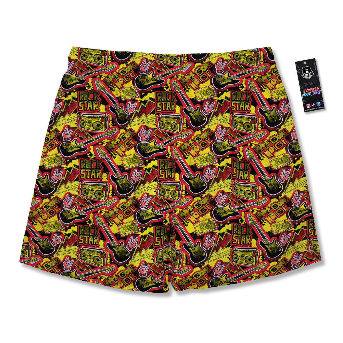 Graffiti Music Rock Star Print Pattern Men's Running Shorts-grizzshop