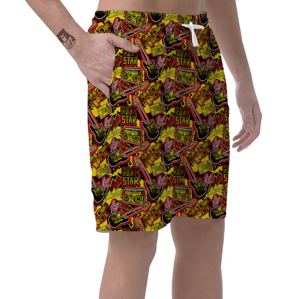 Graffiti Music Rock Star Print Pattern Men's Shorts-grizzshop