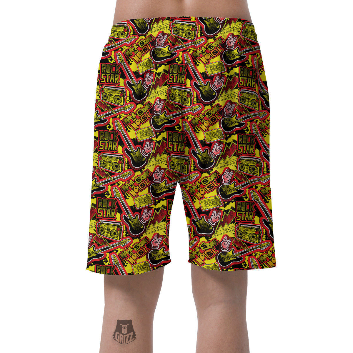 Graffiti Music Rock Star Print Pattern Men's Shorts-grizzshop