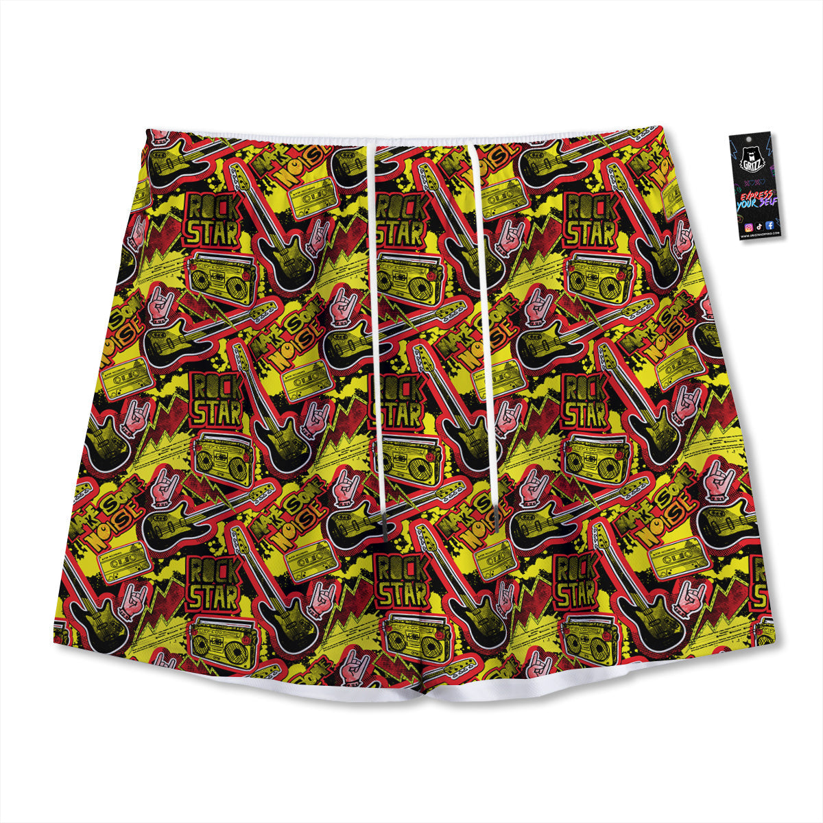 Koi Fish Golden Spiritual Print Mesh Shorts