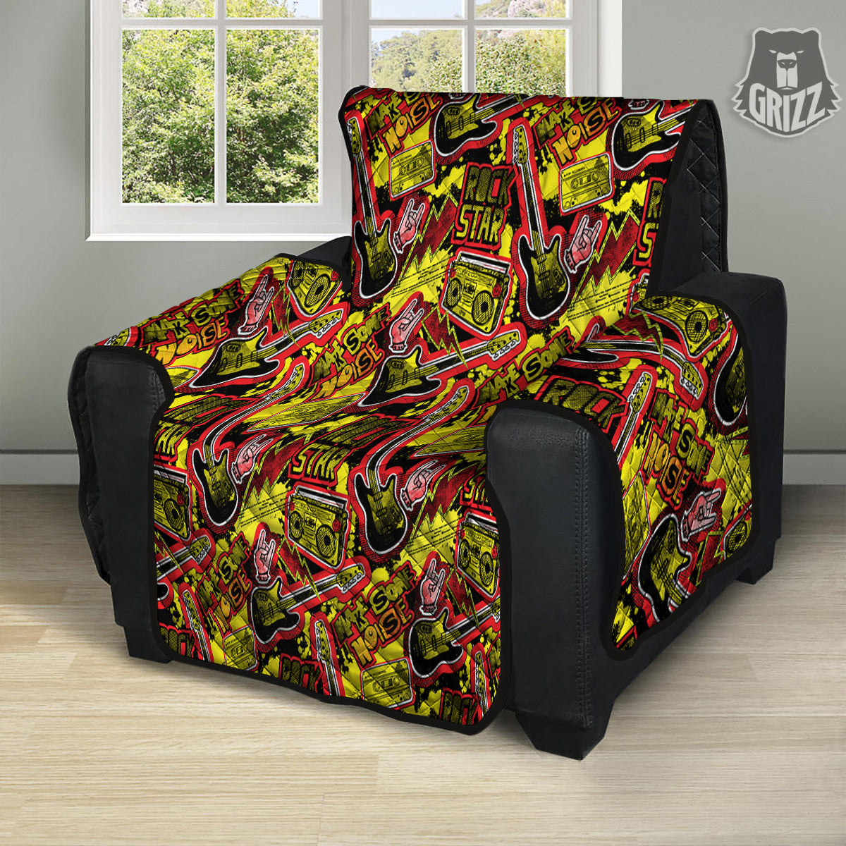 Graffiti Music Rock Star Print Pattern Recliner Protector-grizzshop