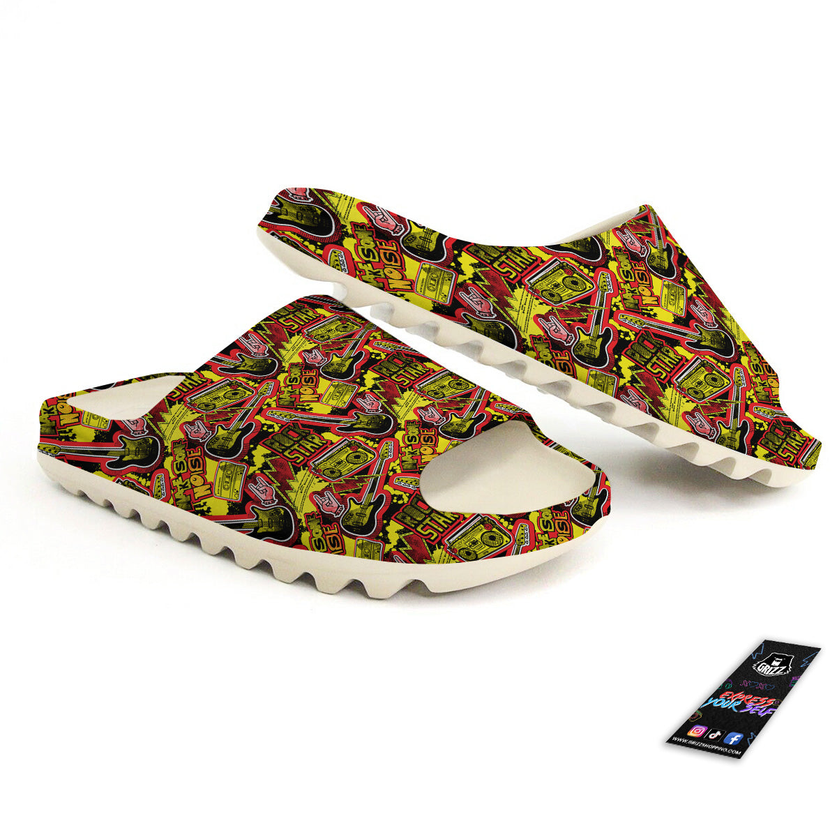 Graffiti Music Rock Star Print Pattern Sandals-grizzshop