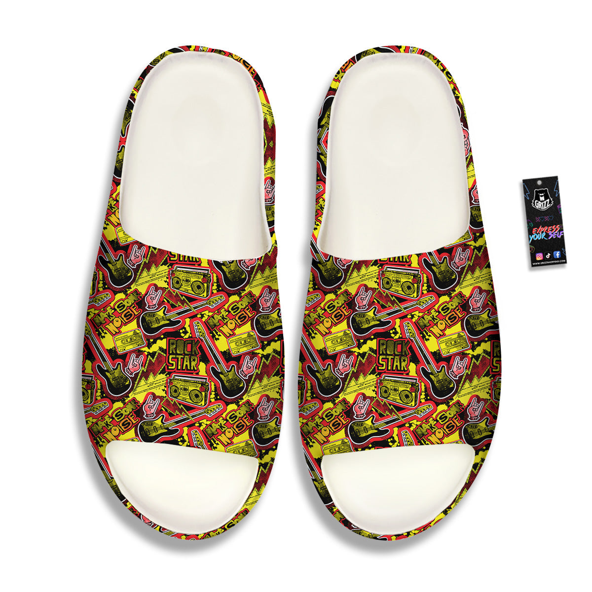 Graffiti Music Rock Star Print Pattern Sandals-grizzshop