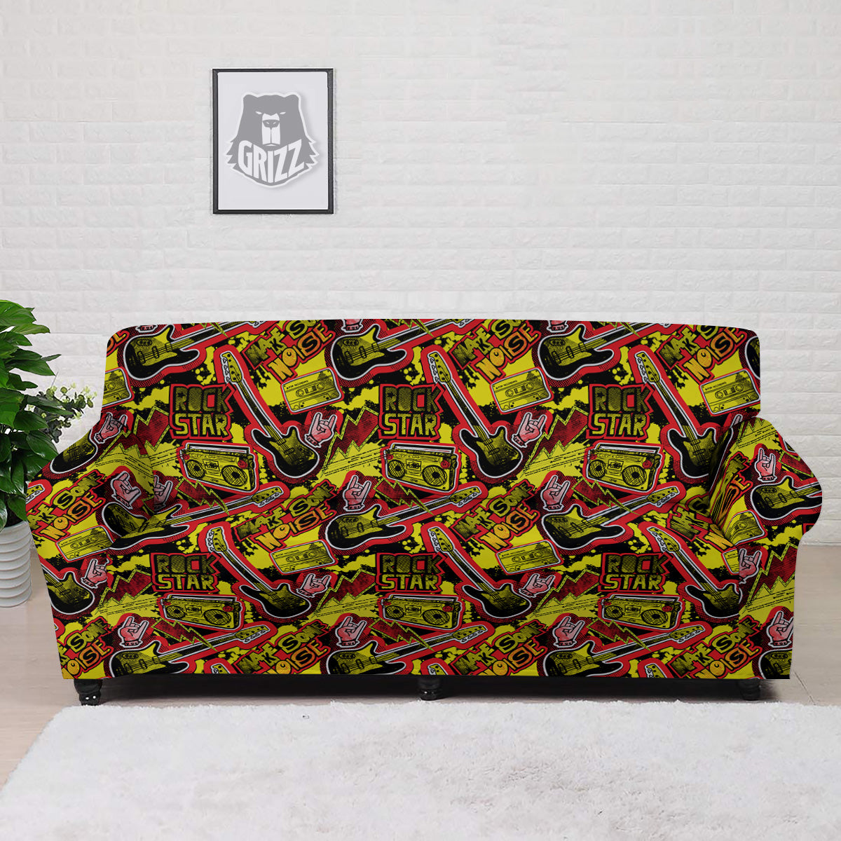 Graffiti Music Rock Star Print Pattern Sofa Cover-grizzshop