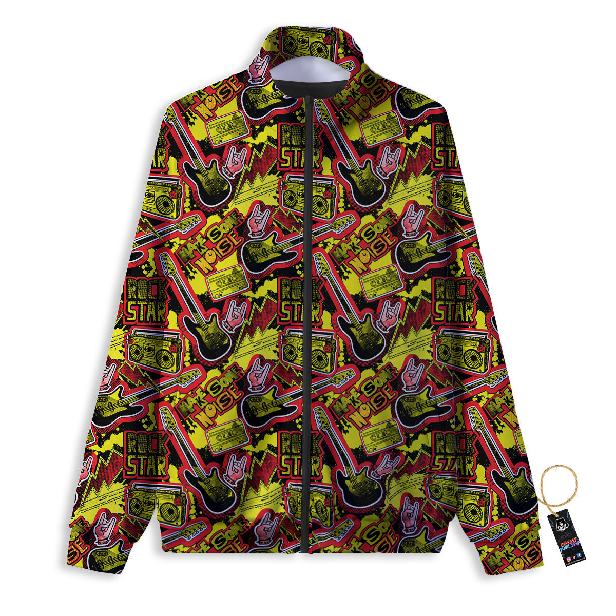 Graffiti Music Rock Star Print Pattern Track Jacket-grizzshop