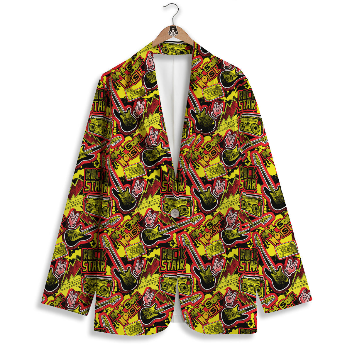 Graffiti Music Rock Star Print Pattern Women's Blazer-grizzshop