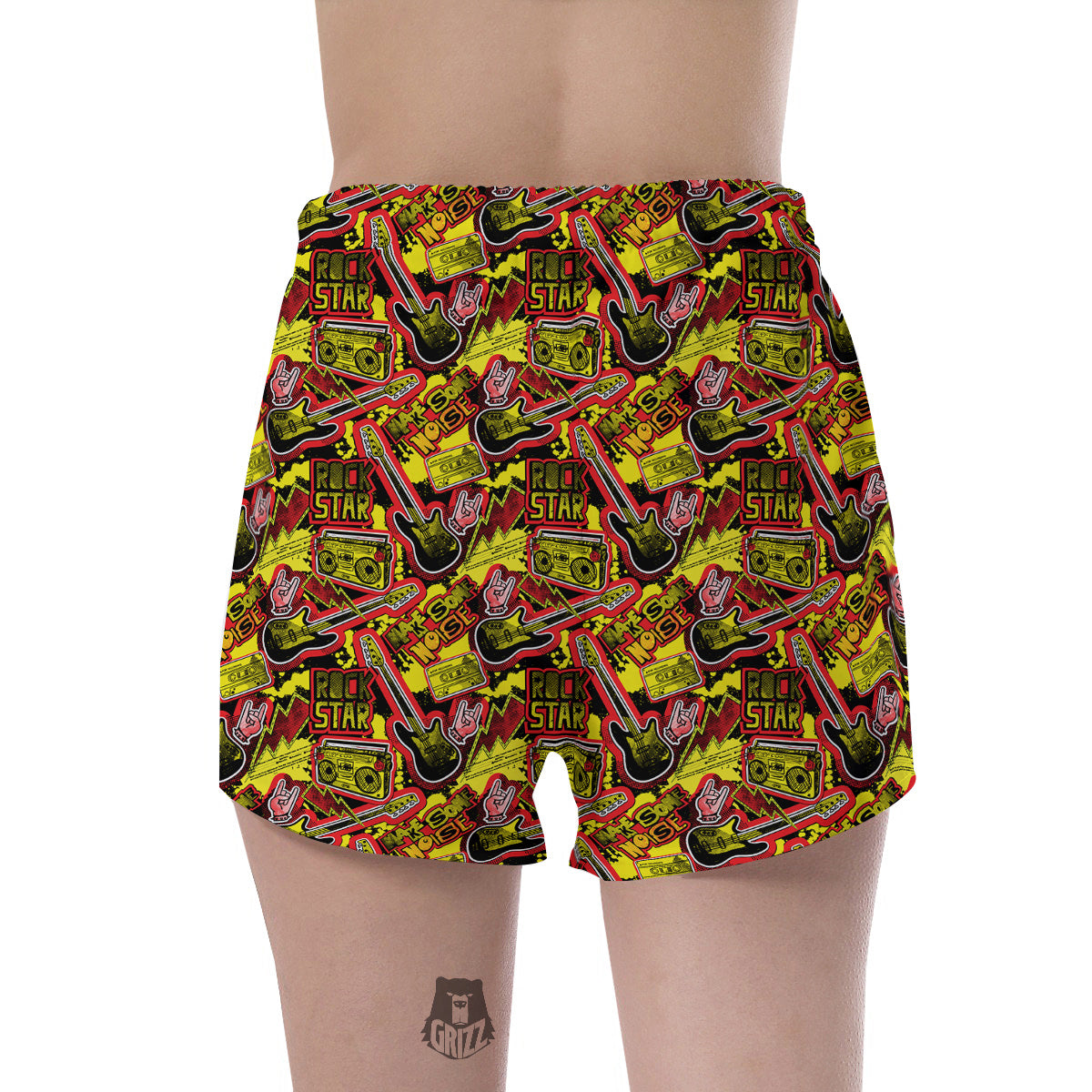 Graffiti Music Rock Star Print Pattern Women's Shorts-grizzshop