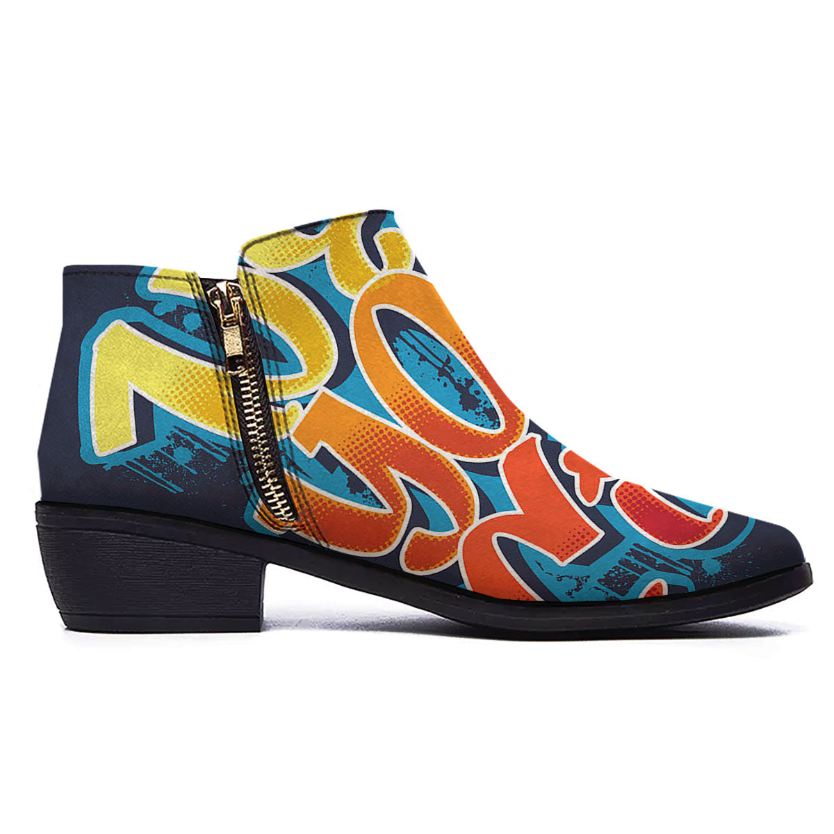 Graffiti NYC Print Ankle Boots-grizzshop