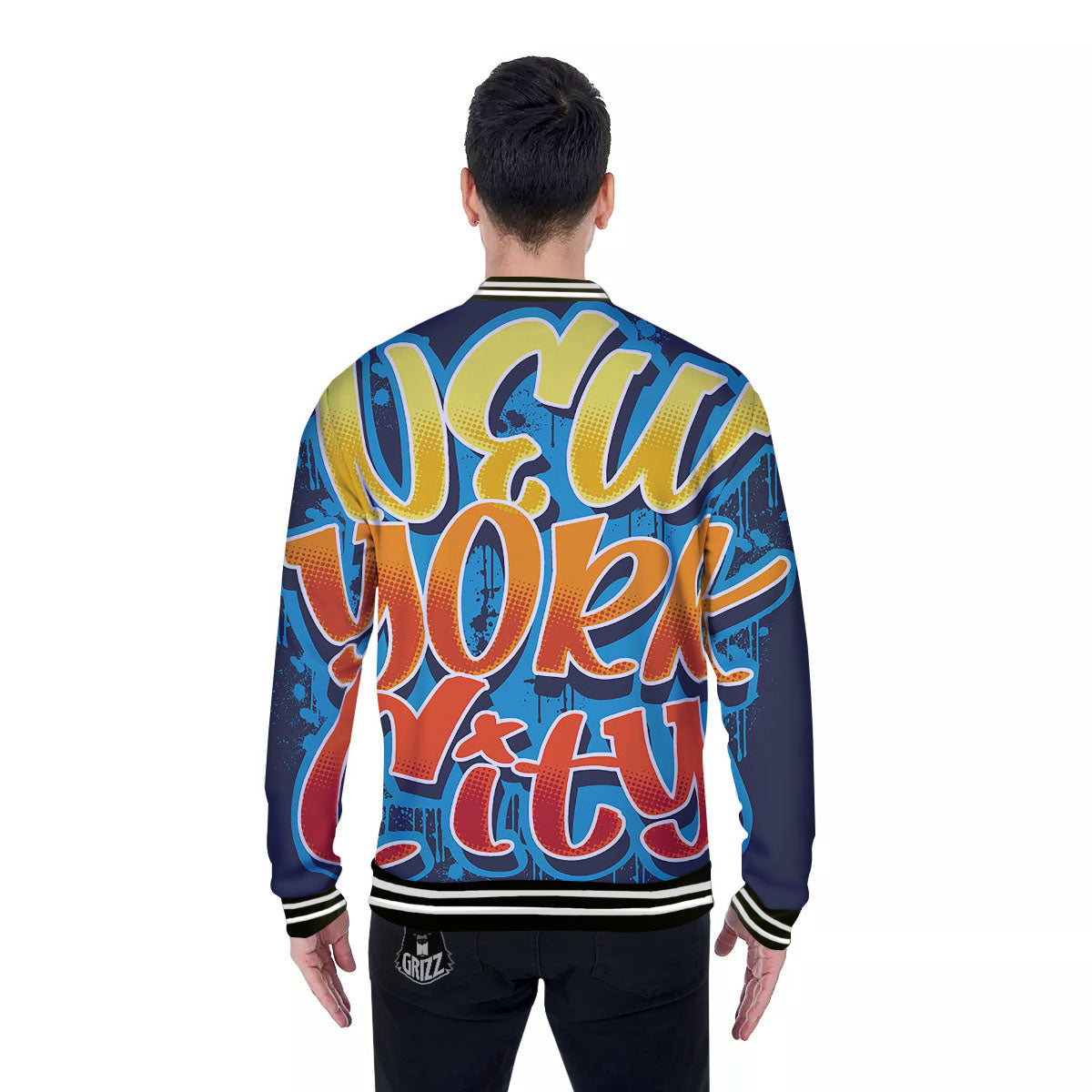 Graffiti NYC Print Baseball Jacket-grizzshop