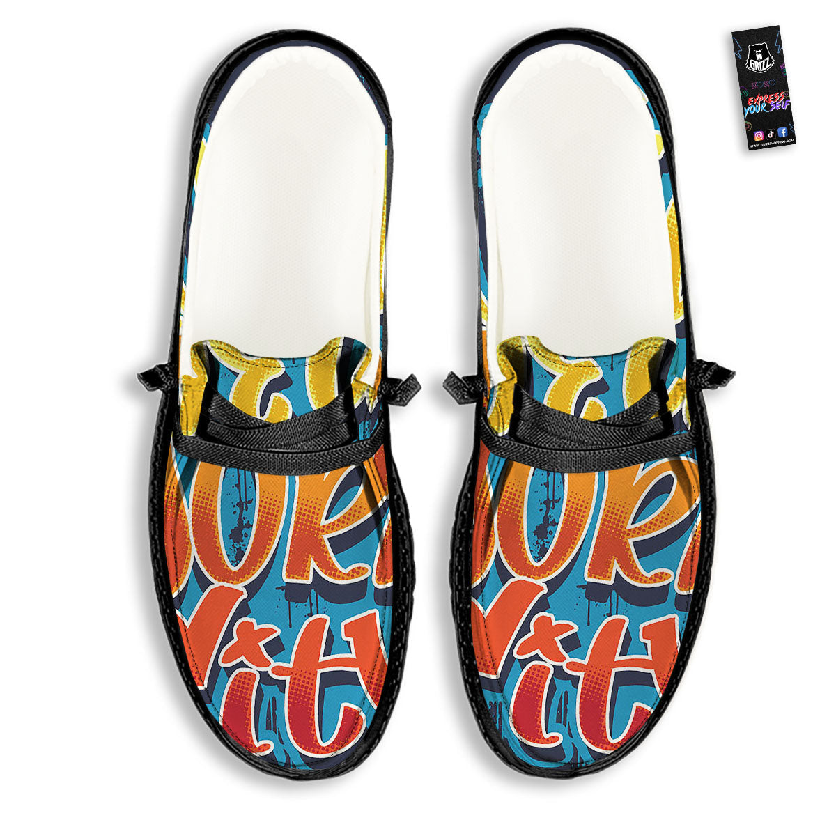 Graffiti NYC Print Black Loafers-grizzshop