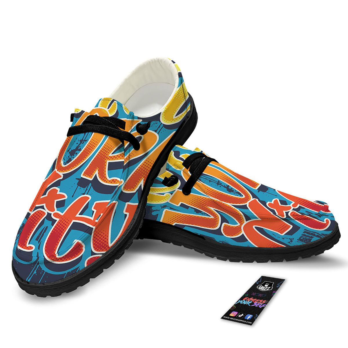 Graffiti NYC Print Black Loafers-grizzshop